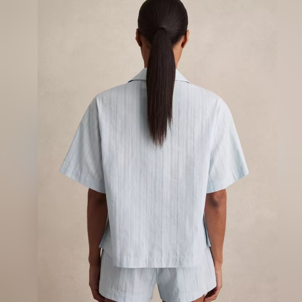Reiss Molly Cotton Pointelle Shirt and Shorts Set - Picture 3 of 6